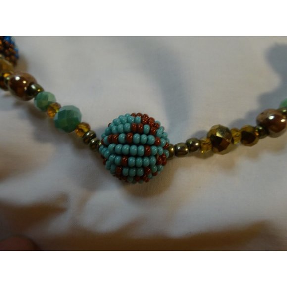 Seed Bead Ball & Murano Wedding Cake Jade Glass Stunning NECKLACE 40" long - Picture 11 of 11